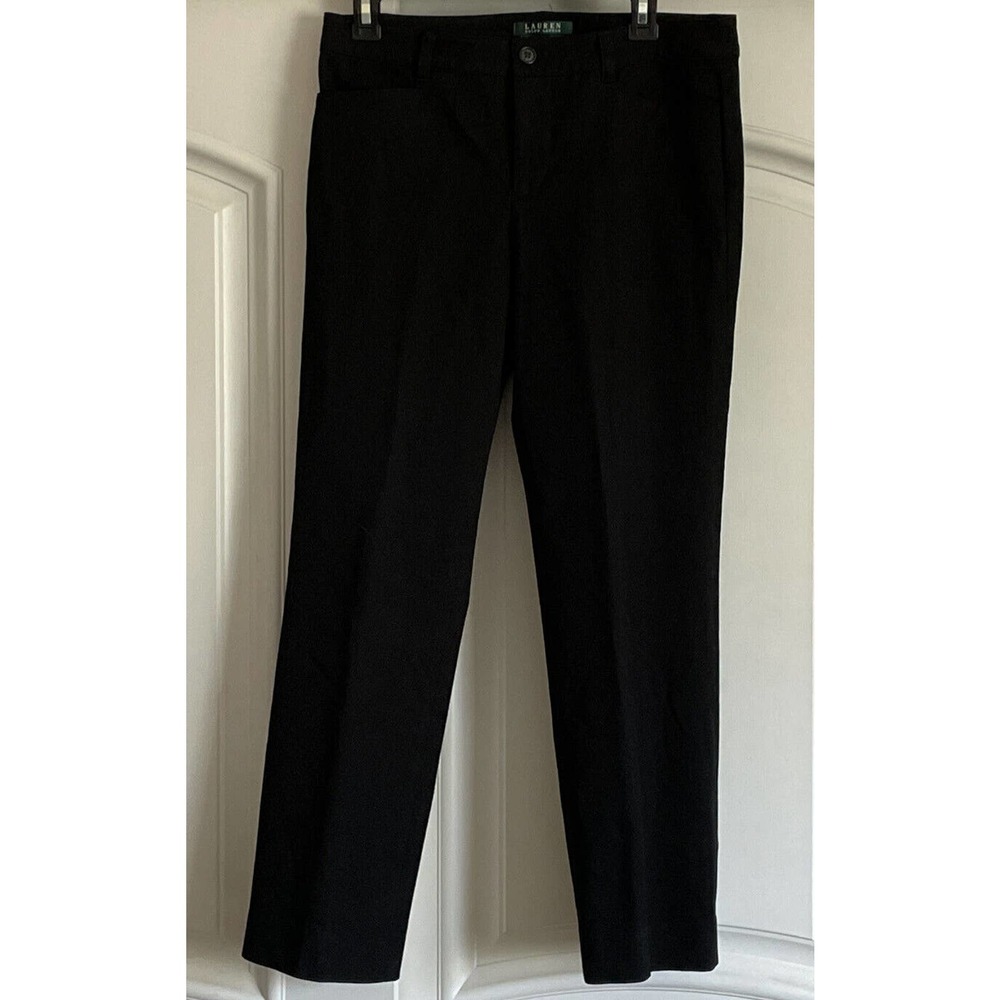 Lauren Ralph Lauren Cotton Twill Straight Leg Pants 6 Women's Black